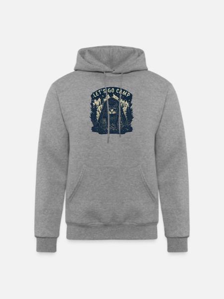 Cat Let's Go Camp - Champion Unisex Powerblend Hoodie - heather gray