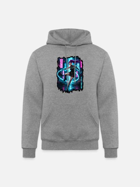 Cyberpunk Aesthetic — Phantom Protocol - Champion Unisex Powerblend Hoodie - heather gray