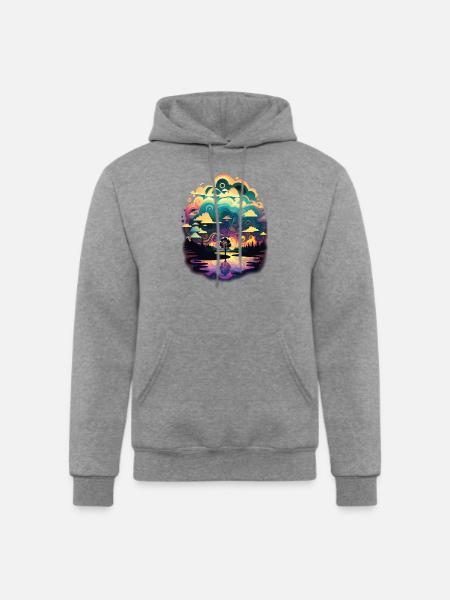Psychadelic landscape - Champion Unisex Powerblend Hoodie - heather gray