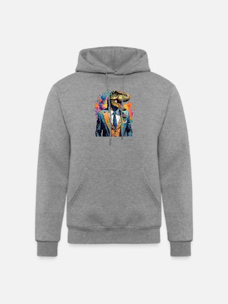 Dinosaur in suit - Champion Unisex Powerblend Hoodie - heather gray