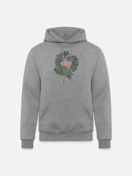 Figurative Plant Print - Champion Unisex Powerblend Hoodie - heather gray