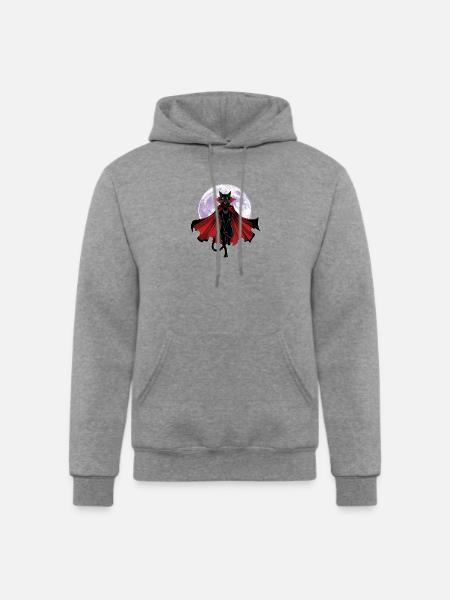 Vampire Cat Under Full Moon - Champion Unisex Powerblend Hoodie - heather gray
