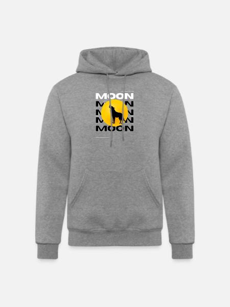 Howling Wolf Full Moon Graphic - Champion Unisex Powerblend Hoodie - heather gray