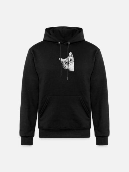 Curious Kitten Mono Sketch - Champion Unisex Powerblend Hoodie - black