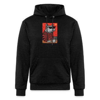 Sunlit French Bulldog in Striped Lounge - Champion Unisex Powerblend Hoodie - black - Front