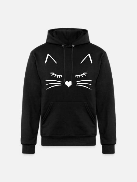 Cat Face - Champion Unisex Powerblend Hoodie - black
