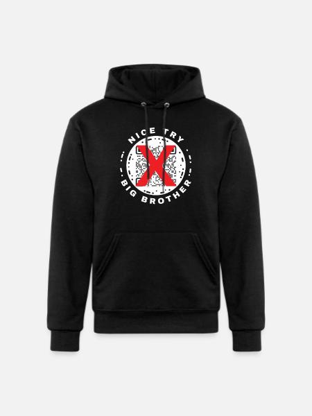 Nice Try Big Brother Privacy QR Code Design - Champion Unisex Powerblend Hoodie - black