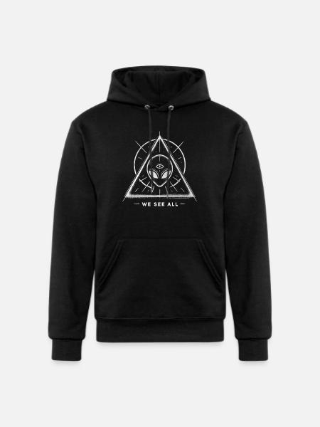 Alien Symbol We See All Cosmic Mystery Tee - Champion Unisex Powerblend Hoodie - black