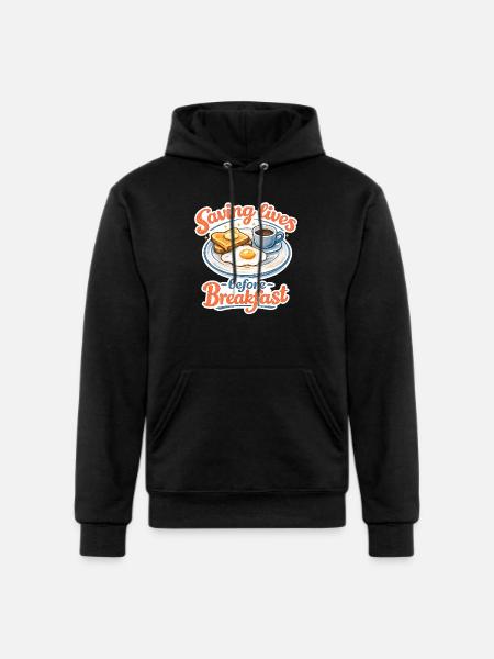 Saving lives before breakfast. - Champion Unisex Powerblend Hoodie - black