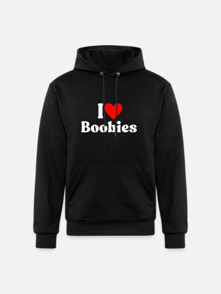 I Love Boobies I Heart Boobies - Champion Unisex Powerblend Hoodie - black