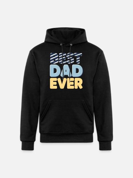 Best Dad Ever Striped Letters - Champion Unisex Powerblend Hoodie - black