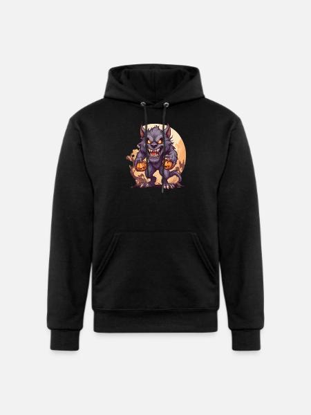 Halloween Werewolf Pumpkin - Champion Unisex Powerblend Hoodie - black
