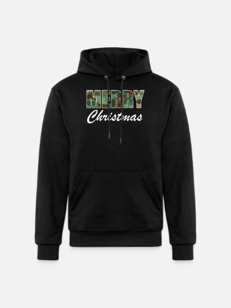 Camo Merry Christmas - Champion Unisex Powerblend Hoodie - black
