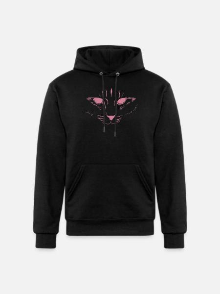 Cat Face - Champion Unisex Powerblend Hoodie - black