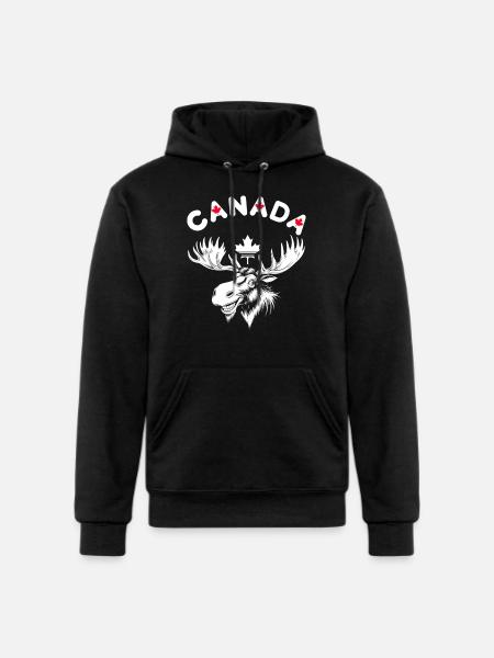 Canadian Moose with Maple Leaf Emblem - Champion Unisex Powerblend Hoodie - black