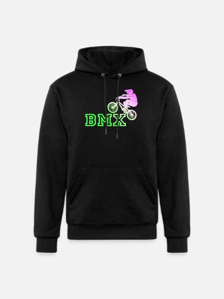Neon BMX Rider Emblem - Champion Unisex Powerblend Hoodie - black