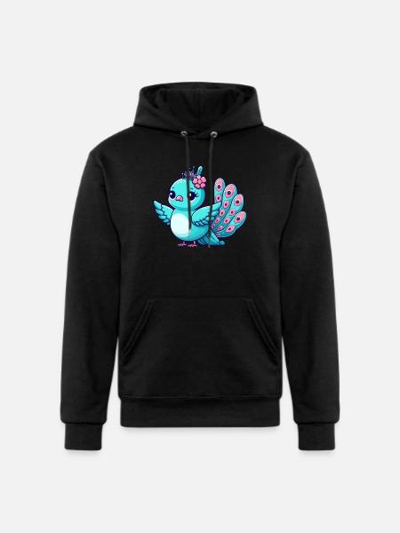 Playful Peacock Cartoon - Champion Unisex Powerblend Hoodie - black