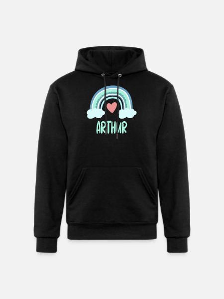 Arthur Name Rainbow Baby - Champion Unisex Powerblend Hoodie - black