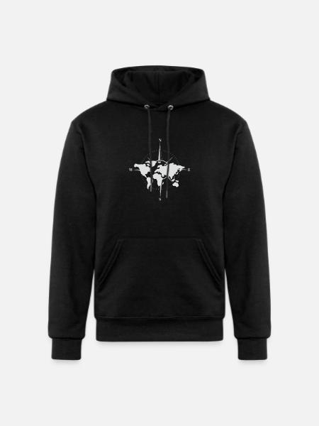 World map and compass - Champion Unisex Powerblend Hoodie - black