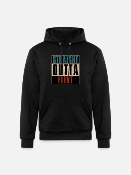 Straight Outta Flint Michigan MI - Champion Unisex Powerblend Hoodie - black