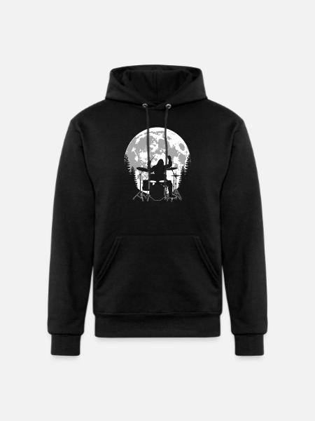 Bigfoot Drummer Moon - Champion Unisex Powerblend Hoodie - black