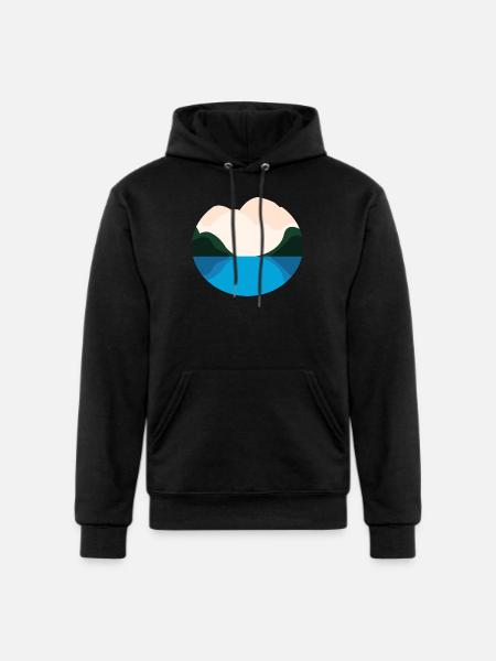 Lake Landscape - Champion Unisex Powerblend Hoodie - black