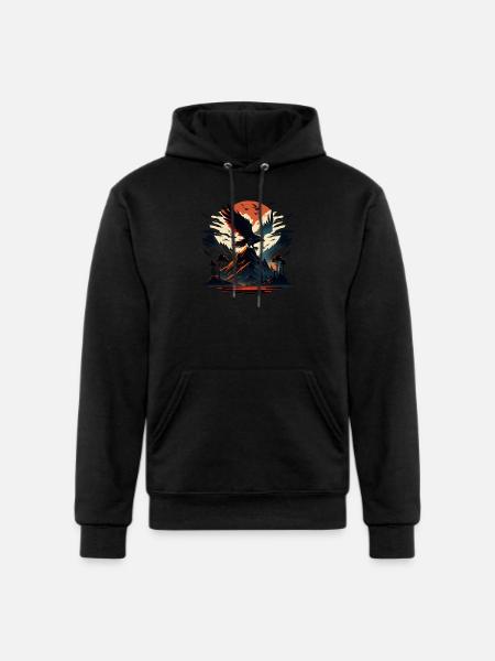 Golden eagle on snow mountain - Champion Unisex Powerblend Hoodie - black