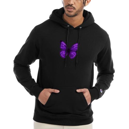 Neon Purple Butterfly - Champion Unisex Powerblend Hoodie