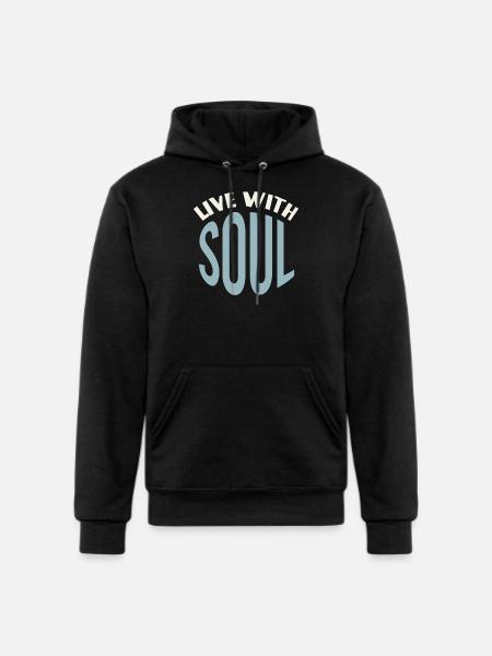 Live With Soul - Champion Unisex Powerblend Hoodie - black