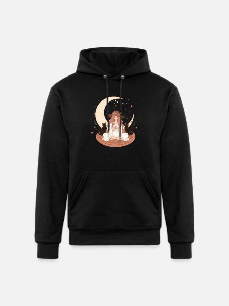 Enchanted Autumn Witch & Moonlight - Champion Unisex Powerblend Hoodie - black