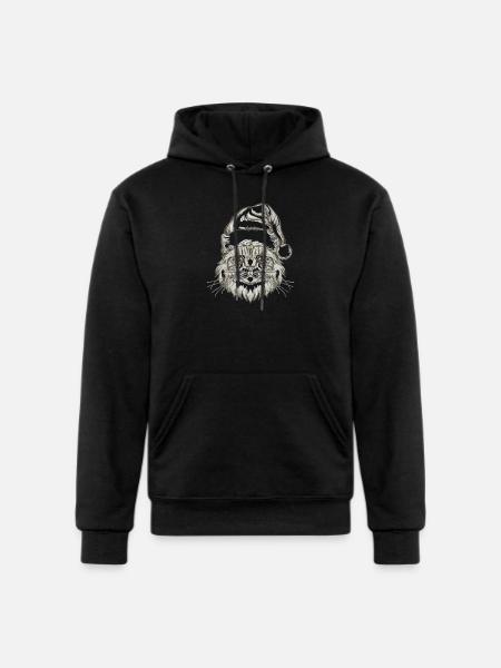 cat in santa hat2 - Champion Unisex Powerblend Hoodie - black