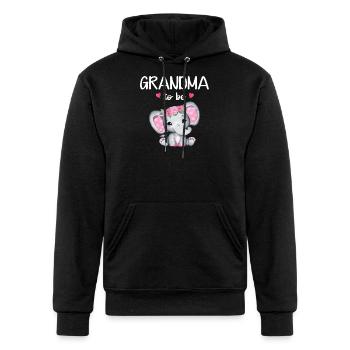 Grandma To Be Elephant Baby Shower Floral - Champion Unisex Powerblend Hoodie - black - Front