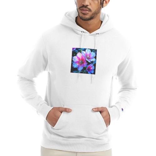 Neon Bloom Flower Magic Glow Design - Champion Unisex Powerblend Hoodie