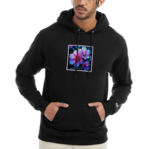 Neon Bloom Flower Magic Glow Design - Champion Unisex Powerblend Hoodie