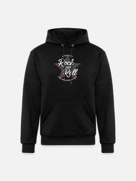 Born to Rock and Roll Star Design - Champion Unisex Powerblend Hoodie - black