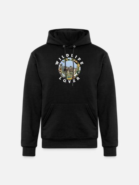 Wildlife Lover Blue Sky Zebra - Champion Unisex Powerblend Hoodie - black
