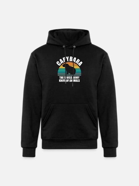 Capybara zoo animal design - Champion Unisex Powerblend Hoodie - black