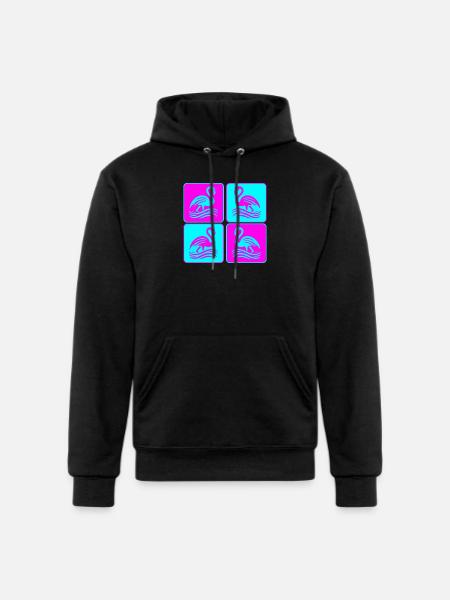 Flamingo Waves Pop Art - Champion Unisex Powerblend Hoodie - black