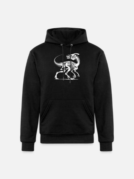 Dinosaur Raptor With Spine Bone - Champion Unisex Powerblend Hoodie - black