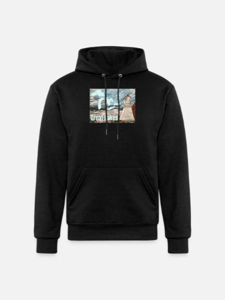 Great Lakes Lighthouse Poster - Champion Unisex Powerblend Hoodie - black