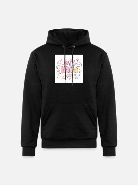 Mia Rainbow Cloud Cute Design - Champion Unisex Powerblend Hoodie - black