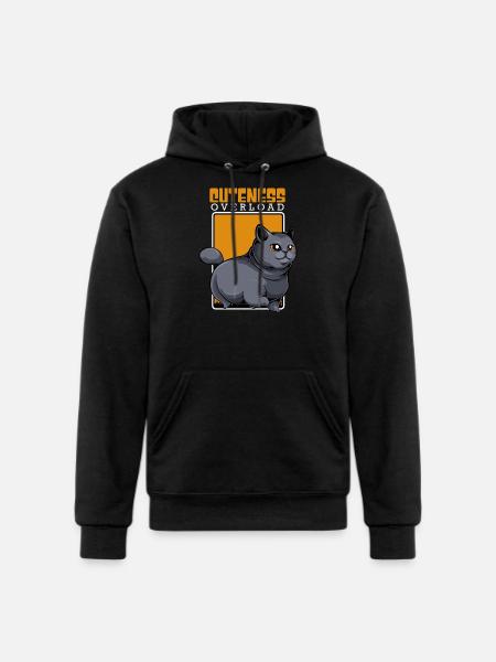 Overload Cute Kawaii Cat - Champion Unisex Powerblend Hoodie - black