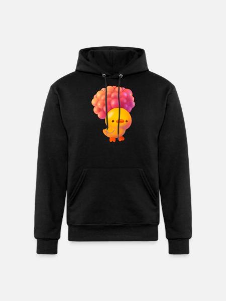 Ducky Flying With Balloons - Champion Unisex Powerblend Hoodie - black