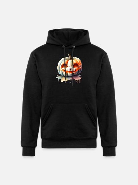 Pumpkin With Cat Face - Champion Unisex Powerblend Hoodie - black