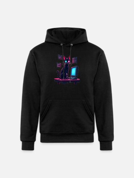 Cat.exe Has Crashed – Glitch Kitty - Champion Unisex Powerblend Hoodie - black