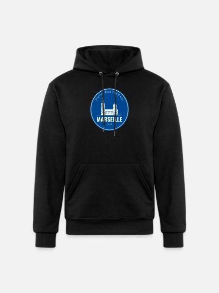 Blue Marseille Landmark Patch - Champion Unisex Powerblend Hoodie - black
