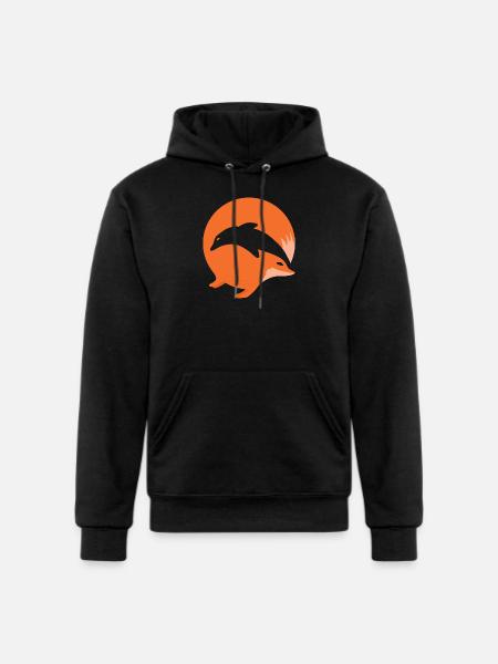 Fox or Dolphin in this fun optical illusion - Champion Unisex Powerblend Hoodie - black