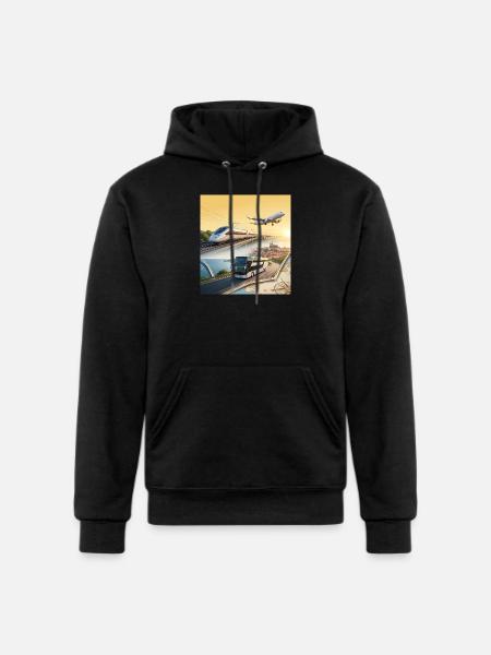 European Travel Journey Poster - Champion Unisex Powerblend Hoodie - black