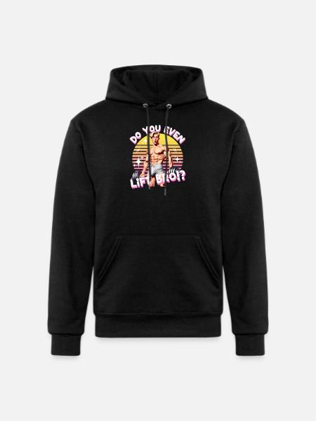 Retro Muscle Lift Meme - Champion Unisex Powerblend Hoodie - black