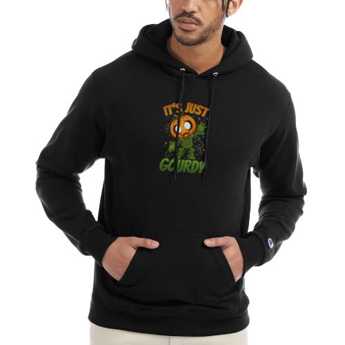 Cute Pumpkin Monster “It’s Just Gourdy” Funny - Champion Unisex Powerblend Hoodie